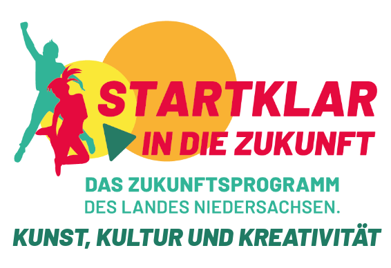 Logo für das Programm Startklar in die Zukunft, das Zukunftsprogramm des Landes Niedersachsen. Kunst, Kultur und Kreativität für Kinder und Jugendliche